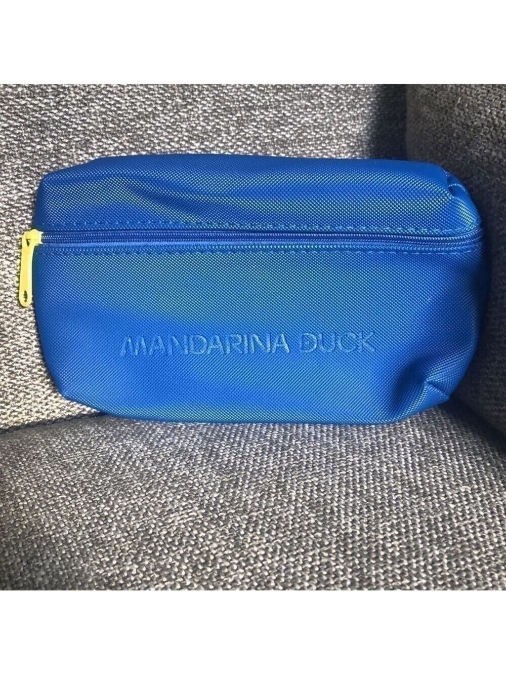 Mandarina Duck Faux Leather Small Makeup Travel Pouch Zippier Royal Blue